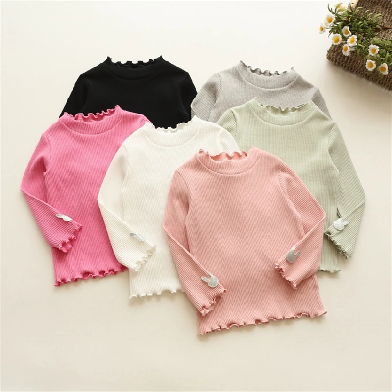 

Children Clothing Baby Girl Long Sleeve T Shirt 2018 Autumn Winter New Kids Bottoming Tee Shirt Kids Thick Wooden Ear Top Tees