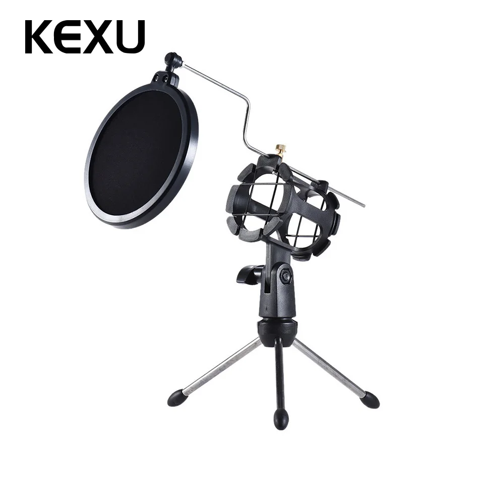

Desktop Microphone Stand Adjustable Microphone Stand Holder Mic Stand Tripod for Microphone include Shock Mount Pop Filter