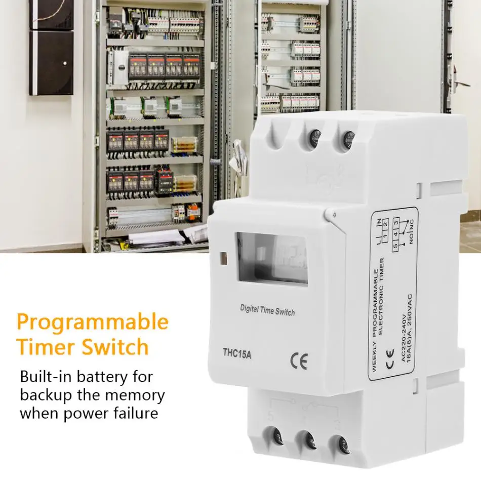 THC15A таймер 220-240VAC 16A din-рейка программируемый таймер реле задержки времени Реле таймера управления