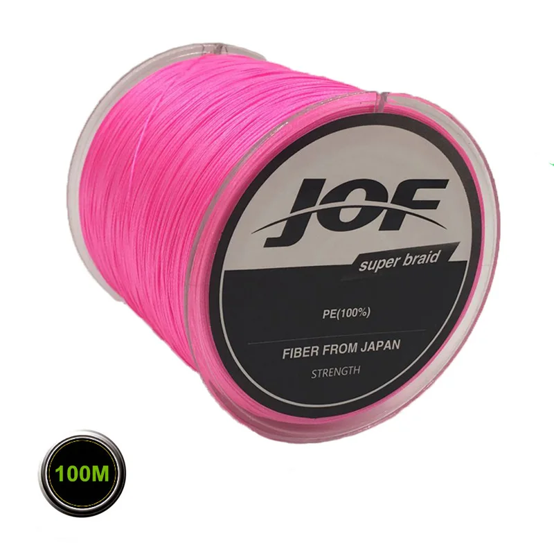 4 нити 100 м 8-100LB PE мультифиламентная супер плетеная леска для ловли карпа - Цвет: Pink