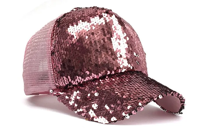 Новая мода повседневное блесток Snapback бейсболка регулируемая бейсболка для женщин на лето и весну Черный, Розовый Золото кепки s Открытый