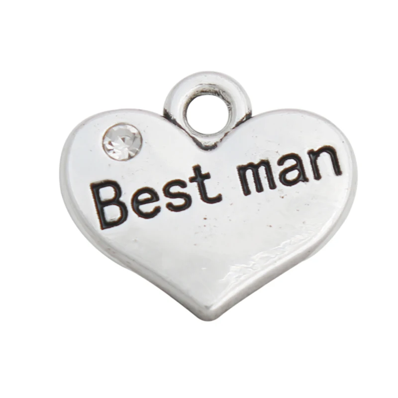 

RAINXTAR Fashion Double Side Alloy Best Man Heart Charms 15*17mm 50pcs AAC1929