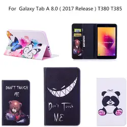 Роскошный кожаный бумажник чехол для Samsung Galaxy Tab 8.0 дюймов 2017 выпуска t380 T385 8.0 "Флип моды милый мультфильм Обложка книги