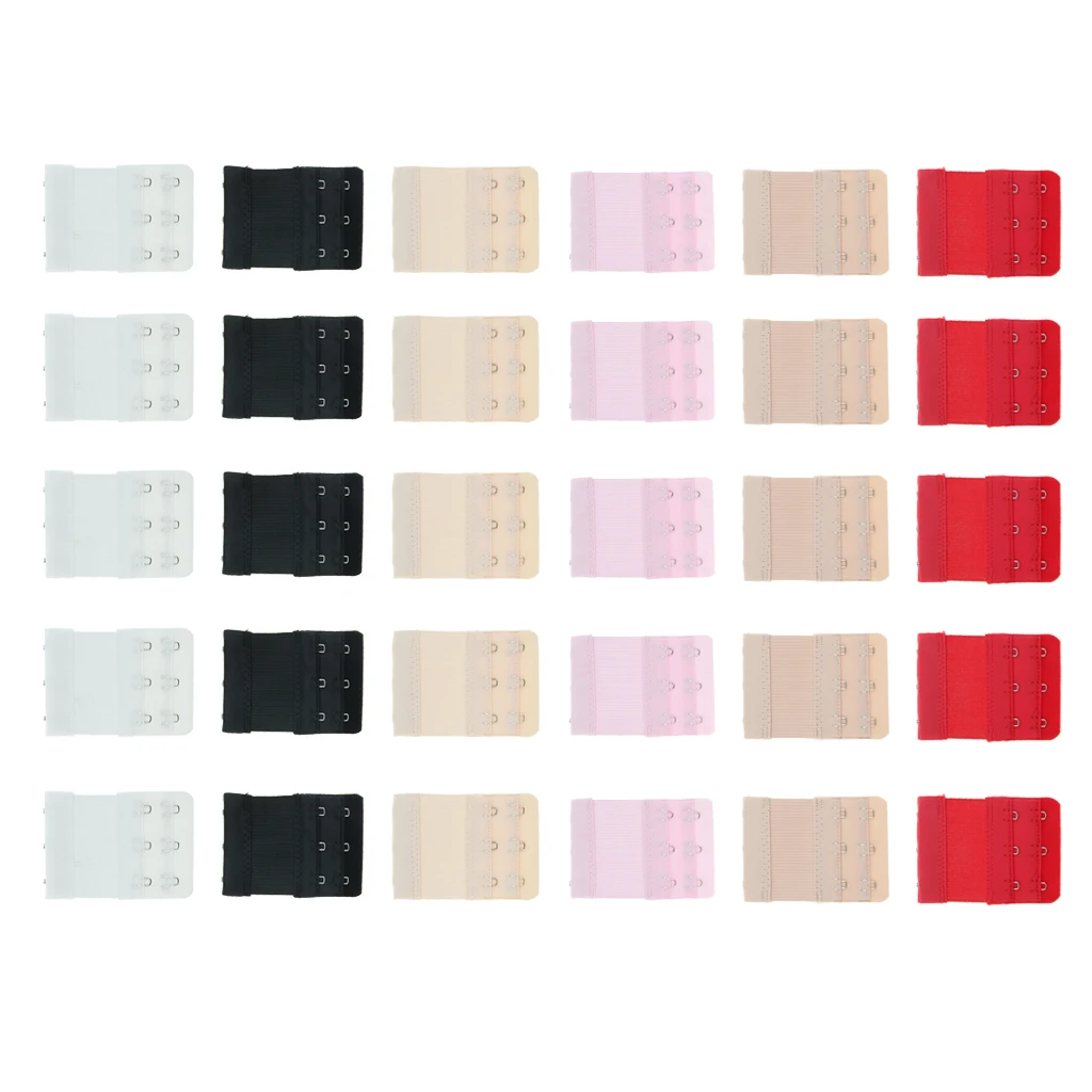5pcs Adjustable Elastic Bra Extender Strap 3Hook 2Row Bra Extension Replacement Elastic Underwear Extension Clothing Accessories