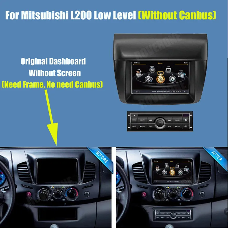 Для Mitsubishi Triton L200 Pajero Sport 2011- Android 8,0 Автомобильный мультимедийный Стерео Радио DVD gps аудио/ OBD и камера - Цвет: Without Canbus