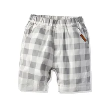 Детские летние шорты в клетку с принтом, брюки детские хлопковые повседневные штаны для маленьких мальчиков, свободные шорты для детей от 2 до 8 лет