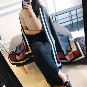 

2018 autumn Winter Scarf For Women Brand Designer Shawl double-sided Cashmere Plaid Scarves Blanket Wholesale Dropshipping