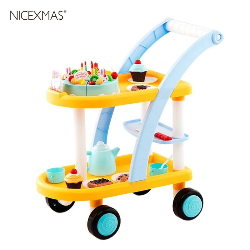 

1PC Kids Toy Simulation Preschool Play Kitchen Creative Educational DIY Cake Party Trolley for Girls Kids Toddler Children