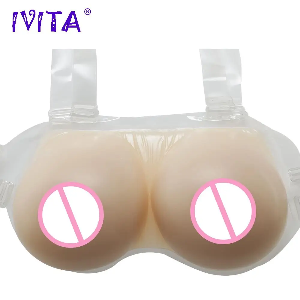 

IVITA 2000g Realistic Silicone Breast Forms With Straps Crossdresser Fake Boobs For Crossdressers Drag Queen Shemale Cosplay