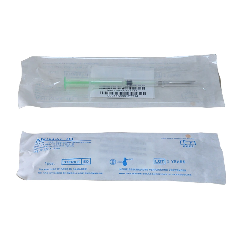 

X 10pcs ISO FDX-B Em4305 Animal Microchip Syringe Rfid Tag 2*12mm Veterinary Transponder Syringe