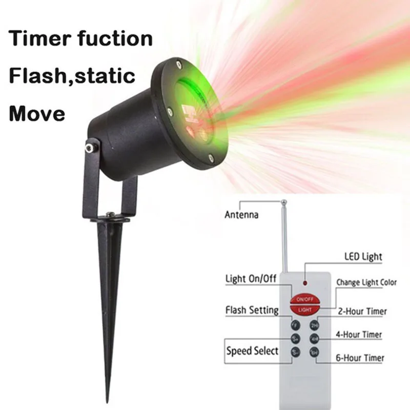 Дистанционное управление водостойкие лазерные рождественские огни проектор. Пейзаж зеленый и красный лазерный проектор таймер fucntion
