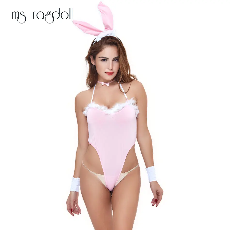 2019 Bunny Girl Cosplay New V-Neck Set Tempt Dress Women Clothing Rabbit Ears Costume Nightwear Uniform Sexy Erotic Lingerie