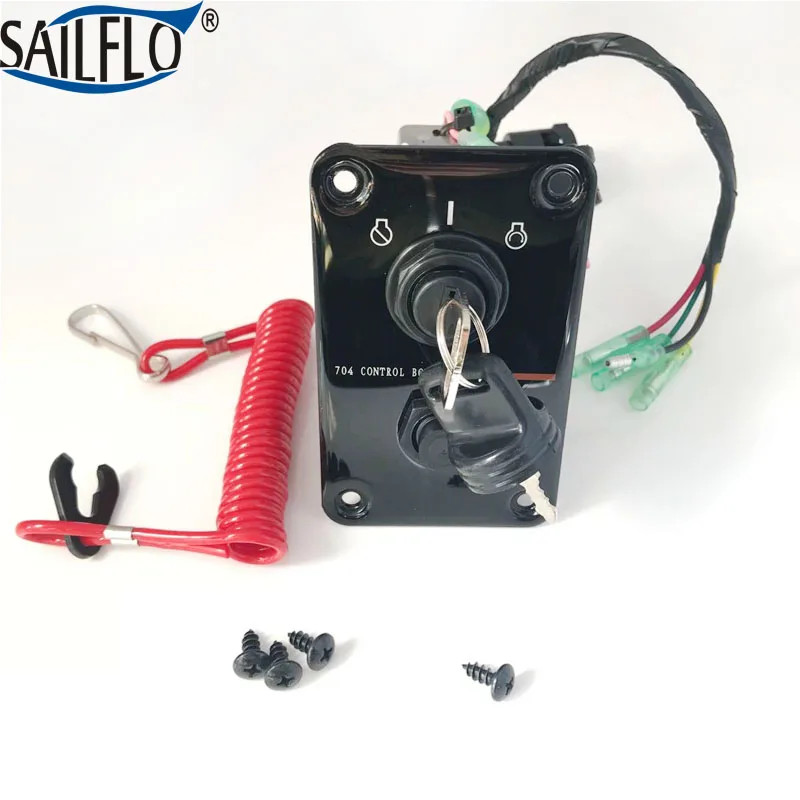 Yamaha Outboard Ignition Key Switch Panel, Stop Switch, Lanyard