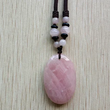 

Wholesale 2pcs/lot 2018 new good quality natural rose crystal stone oval shape charms pendants & necklace jewelry free shipping