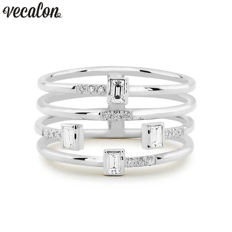 

Vecalon 3 colors Handmade Fashion ring White Gold Filled crystal Cz Engagement wedding band ring For women Finger Jewelry