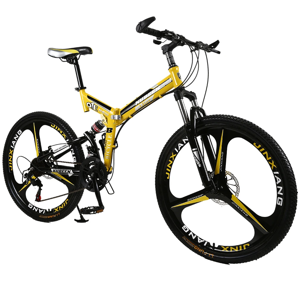 26 inches 21 Speed Folding Bicycle Male / Female / Student Mountain Bike Double Disc Brake Full Shockingproof Frame Brakes