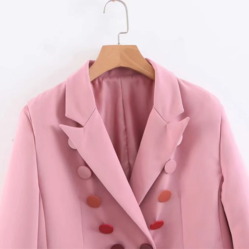 Spring Pink Women Blazers 2019 Solid Double Breasted Korean Loose Female Jacket Long Sleeve Office Ladies Blazer Outwear Femme