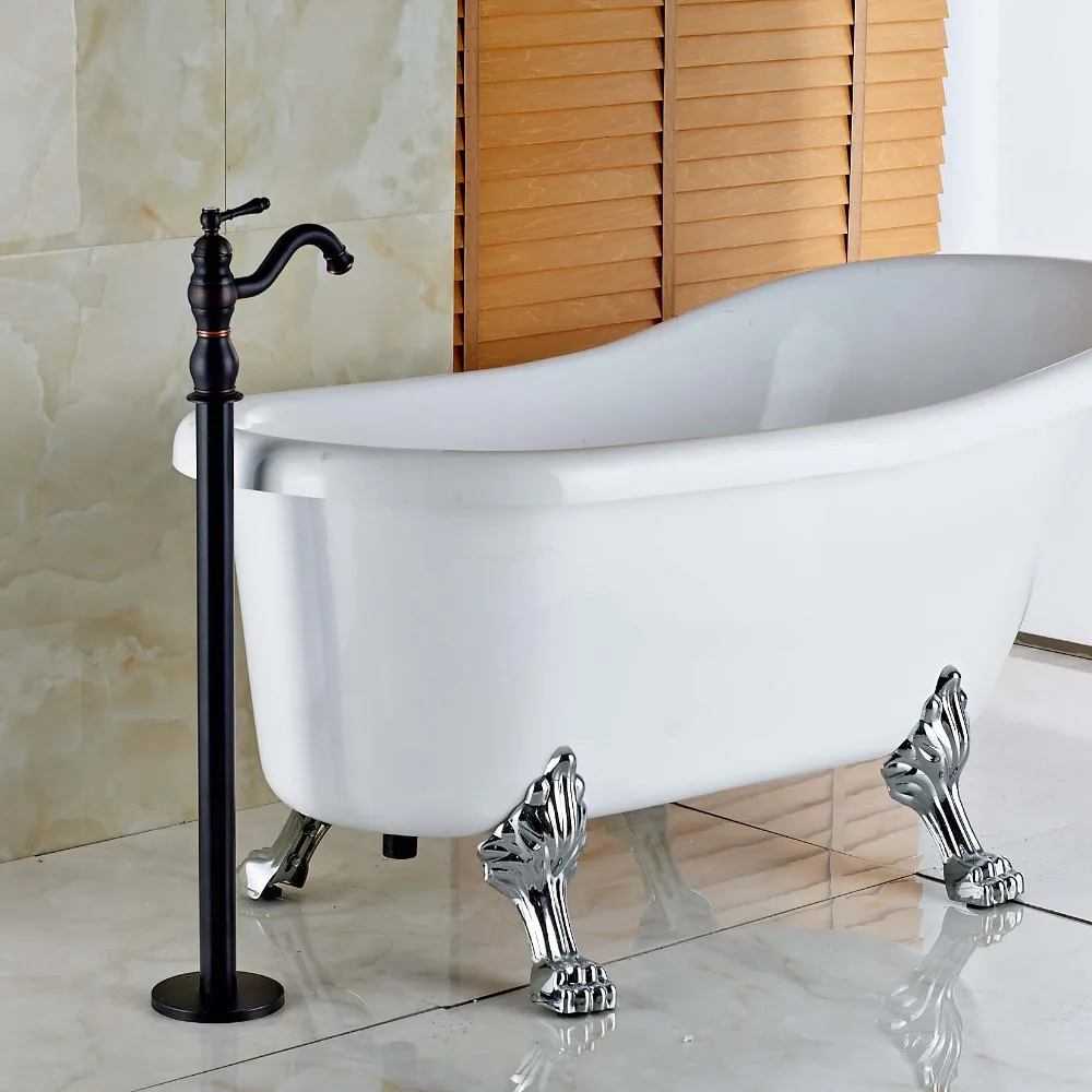 

New Free Standing Single Lever Handle Bathtub Faucet Oil Rubbed Bronze Mixer Tap