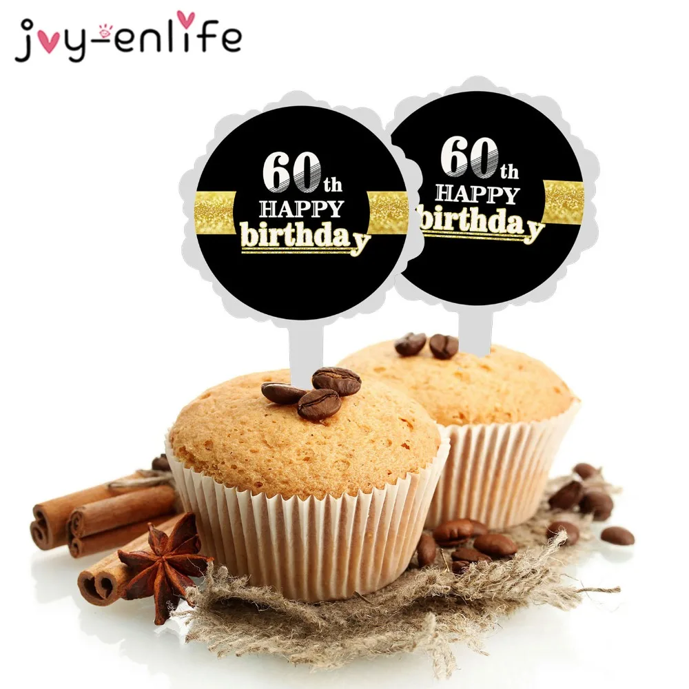 JOY-ENLIFE 6 шт. 30th 40th 50th 60th 70th взрослых Юбилей с изображением пирожного на день рожденья для торта для взрослых возраста вечерние украшения поставки