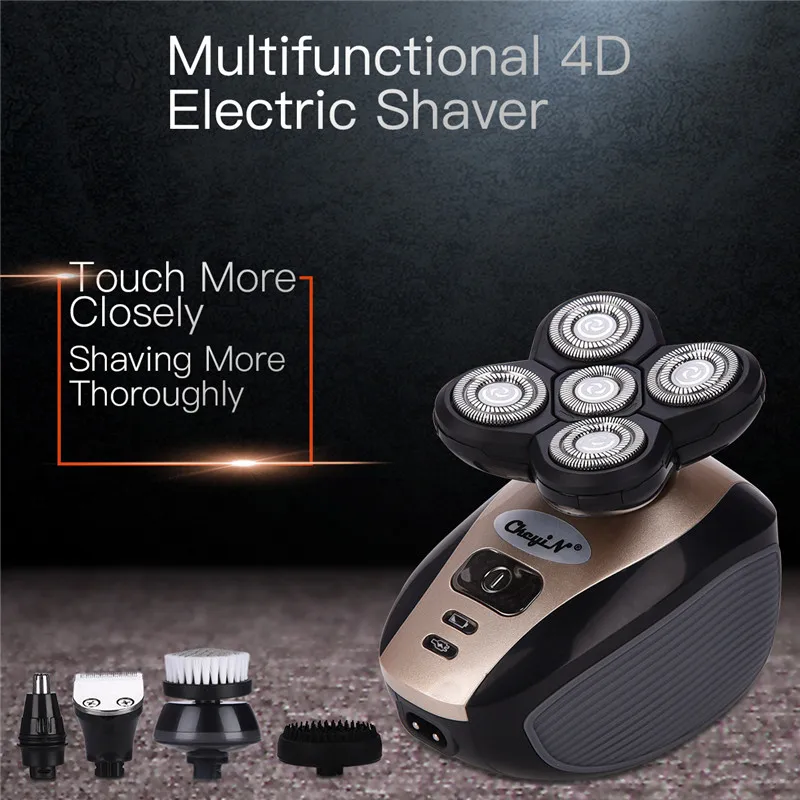 

5 in 1 Five Floating Heads Electric Shaver Rechargeable Razors Hair Clipper Nose Ear Hair Trimmer Men Facial Cleaning Brush