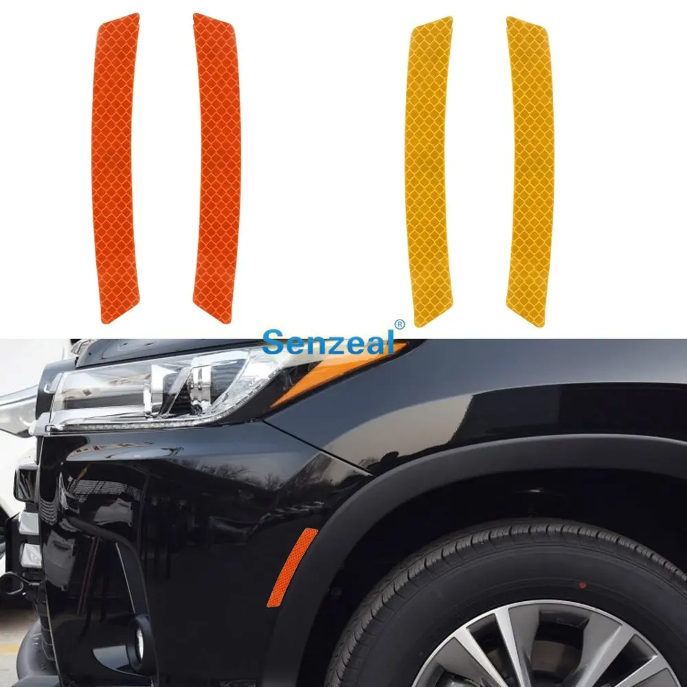 

Senzeal 2pcs PVC Car Wheel Eyebrow Rim Reflective Warning Strip Reflective Warning Safety Reflector Sticker For Cars Motorbikes