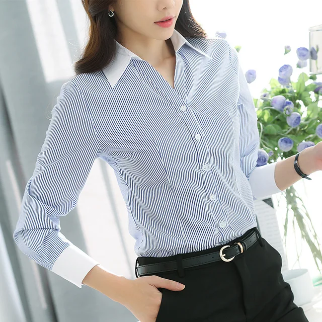 New Women Shirt Long Sleeve Blouses Ladies Office Shirts Plus Size 4XL ...