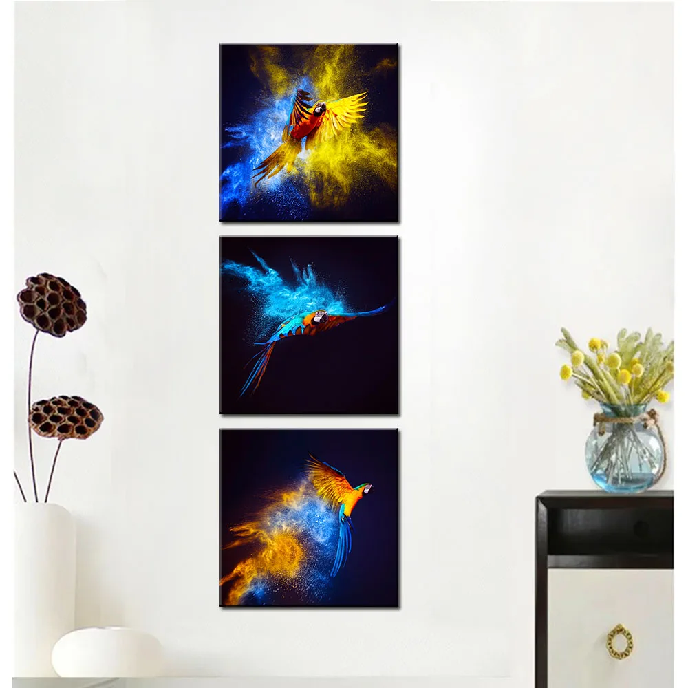 Abstract Animal Wall Art Decor Picture Colorful Blue Bird Canvas