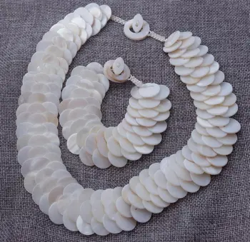 

FREE shipping>>>>>N1501036 white Shell Necklace&Bracelet Set