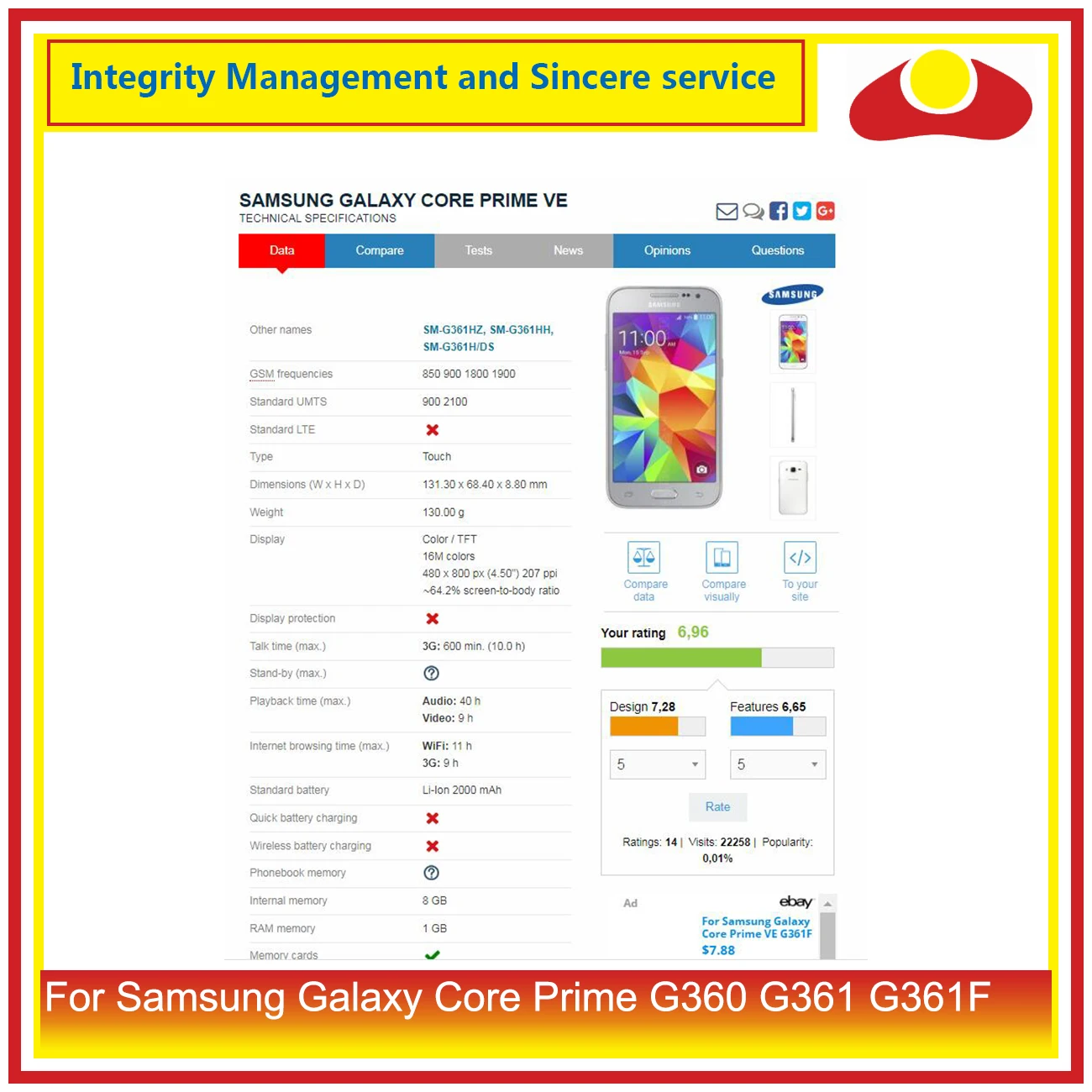 Для samsung Galaxy Core Prime VE G361 G360H G360 G361H G361F ЖК-дисплей монитор с сенсорным экраном дигитайзер сенсор