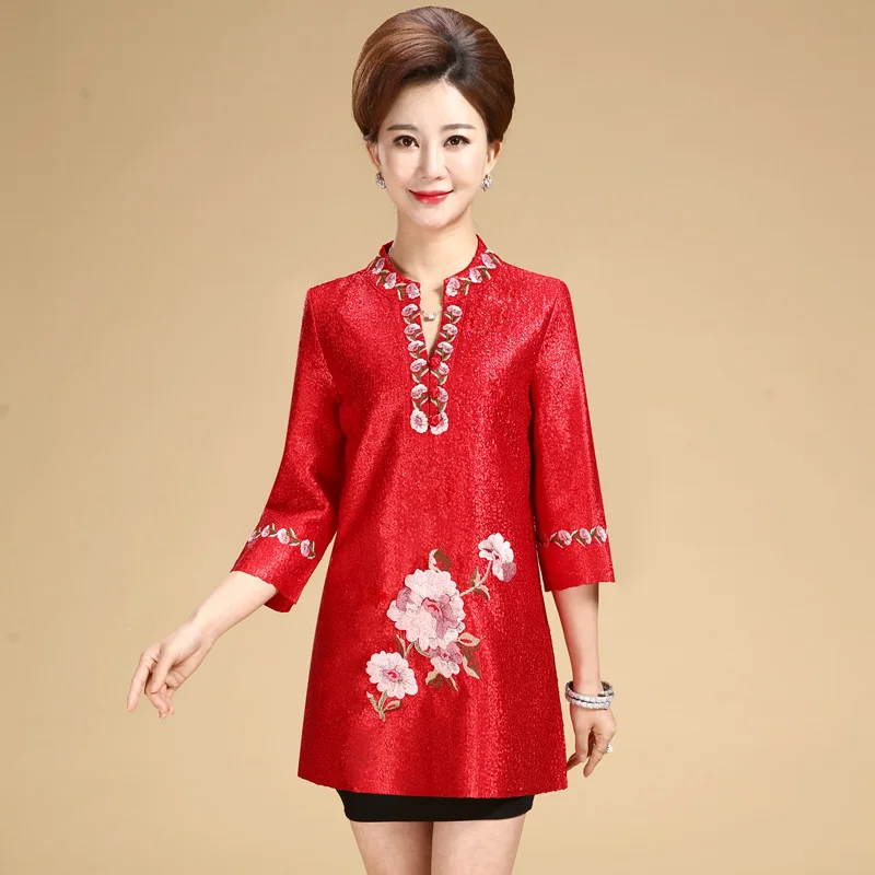 Новая мода осень cheongsam стиль Тан костюм топ Китайская традиционная Женская одежда Топ винтажное платье размера плюс кофточка Ципао