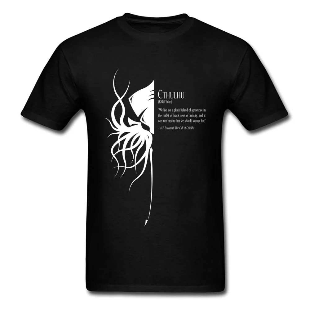 Cthulhu II Cotton Fabric Tshirts for Men Short Sleeve Print Tops Shirts 2018 Newest Mother Day Crew Neck T Shirt Comics Cthulhu II black