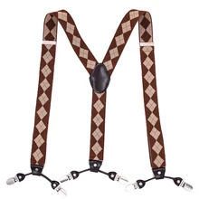 6-зажим Для Мужчин's Эластичный регулируемый взрослый ремни эластичный регулируемый жаккард плед ремешок высокого качества подвязки