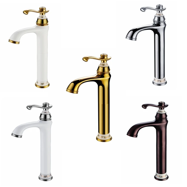 

European Antique Basin Hot And Cold High Faucet Single-hole Single Copper Baking Basin Raised Bathroom Faucet Pr-40