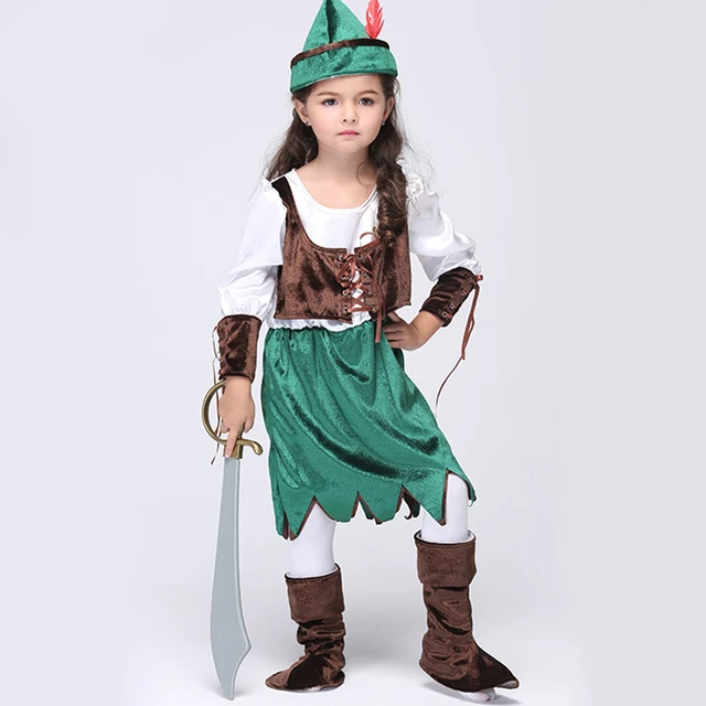 halloween costume for kids girls pirate costume girls forest hunter peter pan little princess costume