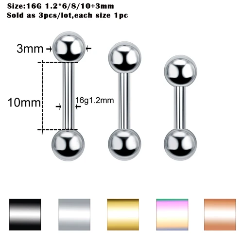 3 шт./лот Сталь сегмент кольцо уха пирсинг носа кольцо, набор для бровей, пирсинг для уха кольцо плененное кольцо тела ювелирные изделия-пирсинг в партии - Окраска металла: 3PCS SAME COLOR