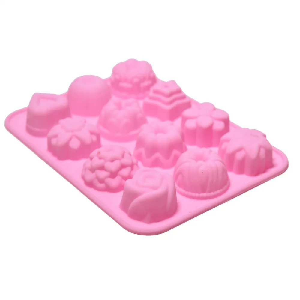 

12-Cavity Silicone Chocolate Mold DIY Handmade Soap Form Candy Fondant Molds 3D Flower Shape Cake Decorating Tools