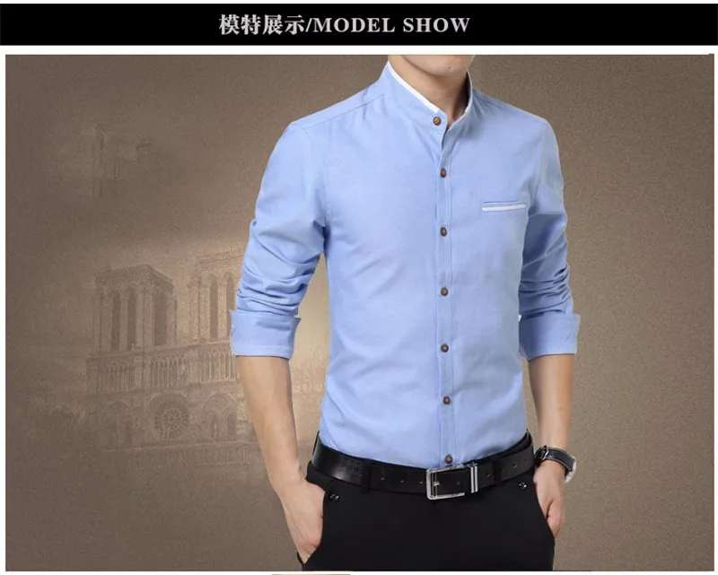 Shirts Fit New Sleeve M-5XL BROWON Mens Stop118 discount Fashion Dress Korean Men Last Clothes Mandarin Casual Slim Collar Business Long Shirt 7 Shirts Fit New Sleeve 7