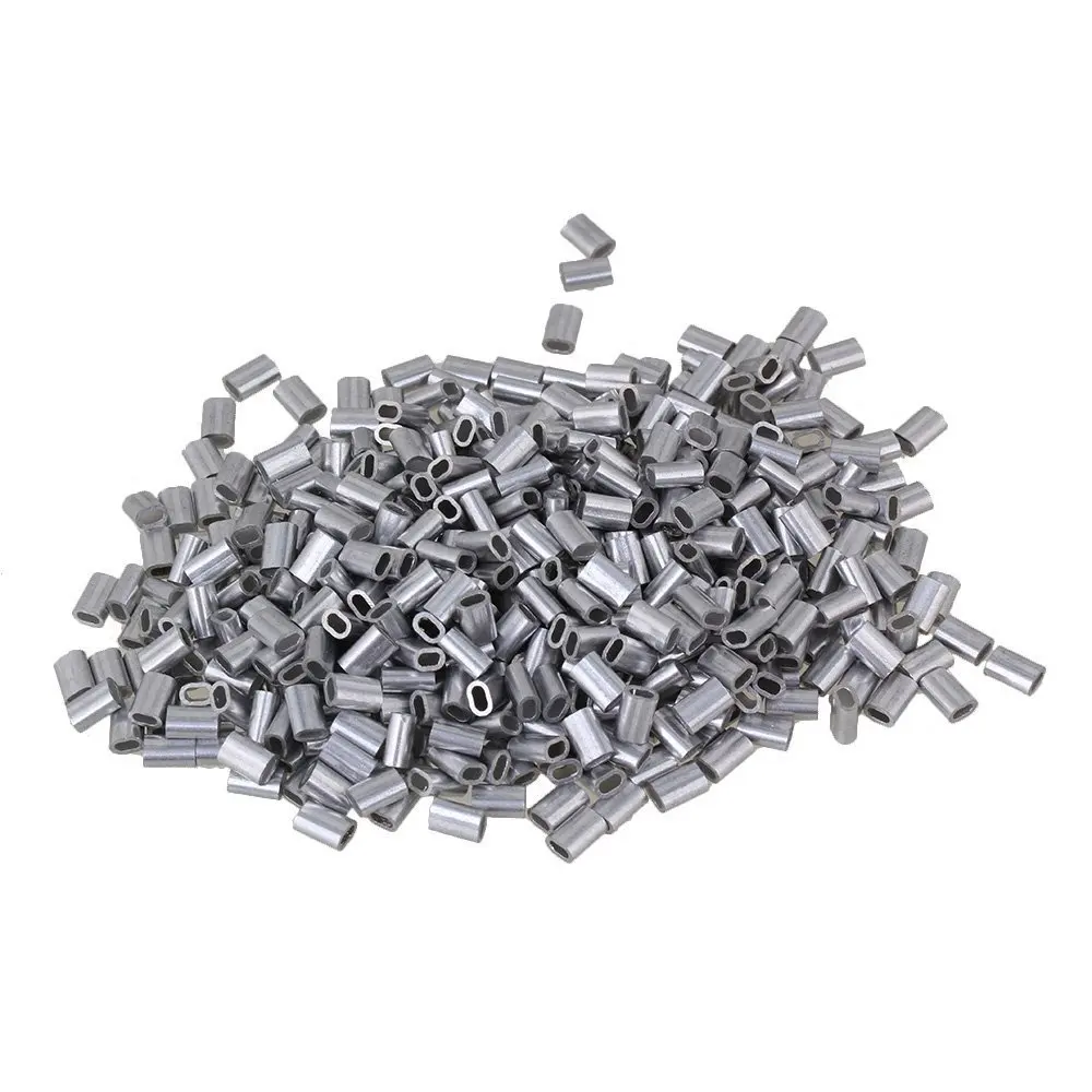 

1.5mm Oval Shape Sliver Aluminum Crimping Loop Wire Rope Clip Sleeves Clamps for M1.5 Wire Rope Pack of 500