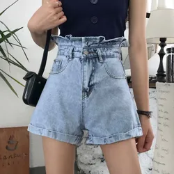 Vintage Streetwear High Waist Crimping Women Denim Shorts Summer Korean Style Loose College Style Female Student Short Pants Vintage Streetwear High Waist Crimping Women Denim Shorts Summer Korean Style Loose College Style Female Student Short Pants
