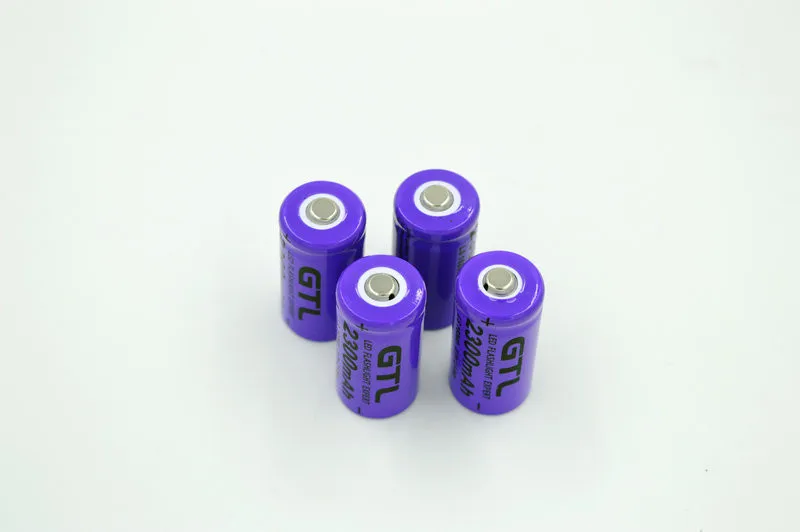 4 шт./лот 16340 CR123A 3,7 v 2300mAh литий-ионная аккумуляторная батарея фиолетового цвета для светодиодный фонарик+ коробка для хранения батарей