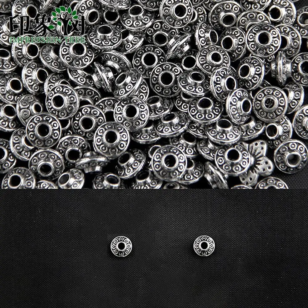 

50pcs/Lot 3*7MM Silver Tone Metal Beads UFO Shape Loose Spacer Beads For Jewelry Making Bracelet Accessories Handmade Craft 803