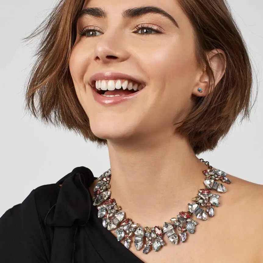 Austrian Crystal Choker Necklace Women ZA Jewelry Female Layered Rhinestone Big Collar Boho Ethnic Maxi Wedding Bridal | Украшения и