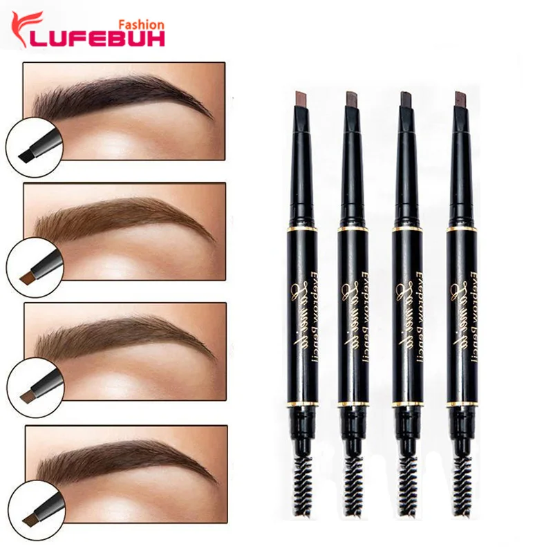 

LUFEBUH Natural Eye Brow Long Lasting Paint Eyebrow Pencil with Brow Brush Waterproof Black Brown Automatic Makeup Cosmetic Tool