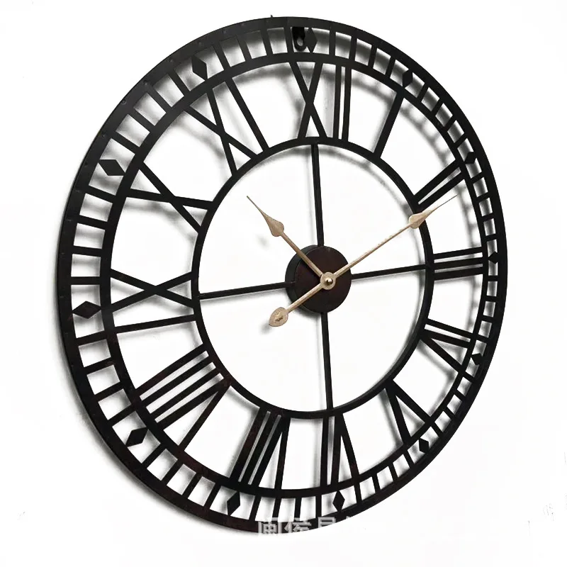 European Creative Wrought Iron Retro Wall Clock Modern Home Simple Fashion Living Room Mute Clock Decoration Quartz Clock Heat