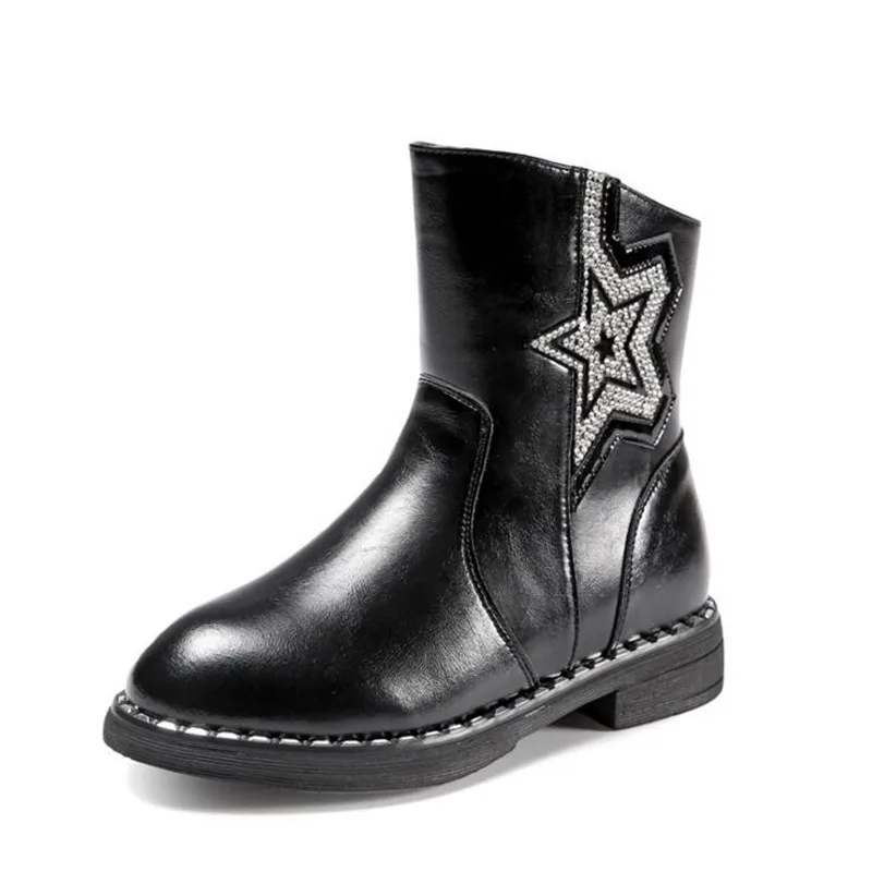 

Genuine Leather Princess boots 2018 kids winter shoes children snow boot High tube zipper girls shoes waterproof for 3-14 years