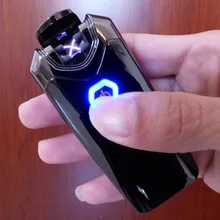 portable The Most Popular of cool People Dual Arc USB Electronic Rechargeable Lighters Cross Flame with black bag for lighters