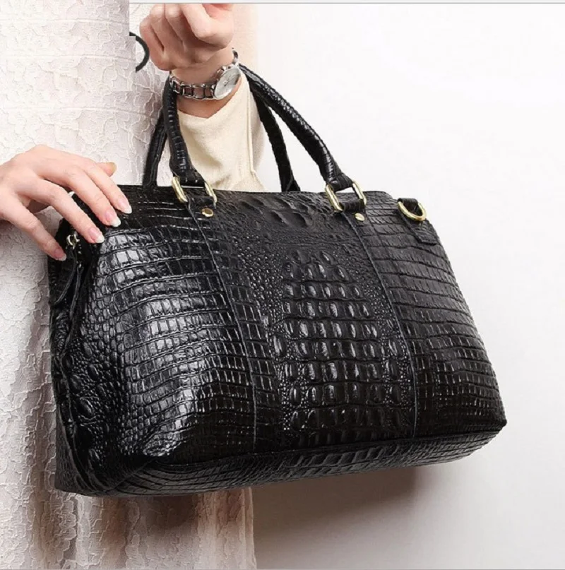 Женская сумка из коровьей кожи, сумка-тоут, модная женская сумка из натуральной кожи под крокодиловую кожу, большая деловая сумка с верхней ручкой