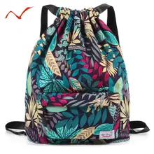 À prova dwaterproof água drawstring mochila padrão de folha sacos de desporto para homens ao ar livre fitness formação ginásio saco de surf para sapatos de armazenamento(China)