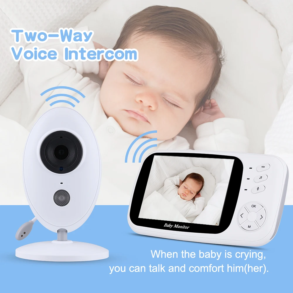  3.5Inch Wireless LCD Audio Video Baby Monitor Nanny Music Intercom IR Portable Baby Camera Baby Wal