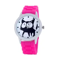 Relogio feminino часы стиль Kitty силиконовый ремешок кварцевый механизм horloge женские часы jun13